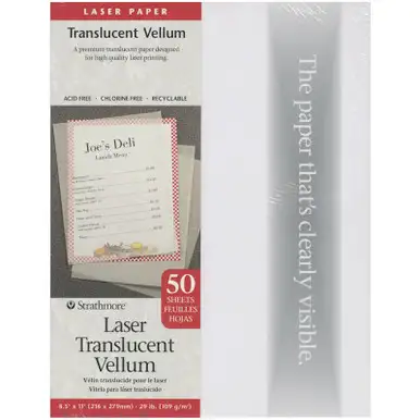 STRATHMORE - Laser Translucent Vellum 8.5"X11"-50 Sheets (598540)