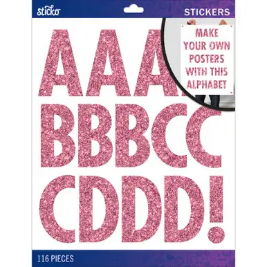 STICKO XL Alphabet Stickers-Pink Glitter Futura Regular XL (E5290126)