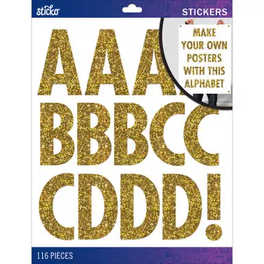 STICKO XL Alphabet Stickers-Gold Glitter Futura Regular XL (E5290130)