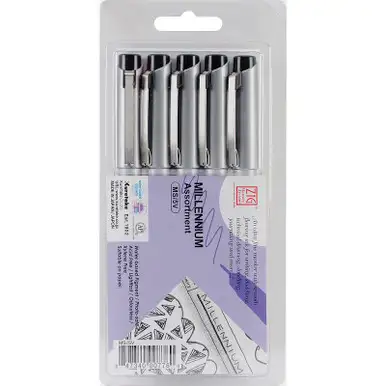ZIG - Millennium Assorted Point Pens 5/Pkg-Pure Black (MS5V)