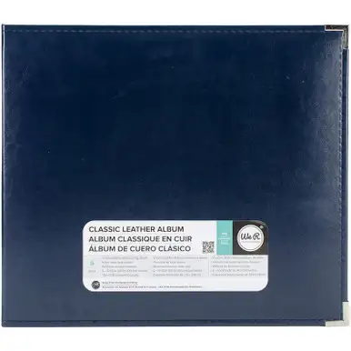 WE R MEMORY KEEPERS - We R Classic Leather D-Ring Album 12"X12"-Navy (WRRING12-60918)