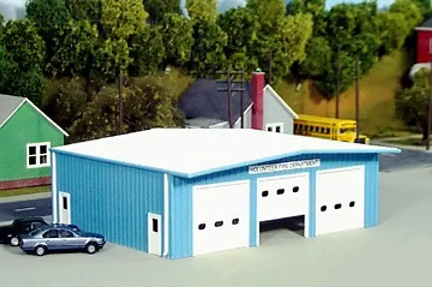 Fire Station Kit (Blue) HO Pikestuff