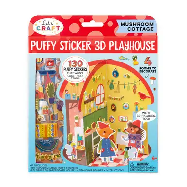 BRIGHT STRIPES Puffy Sticker 3D Playhouse - Mushroom Cottage (PSP-01)