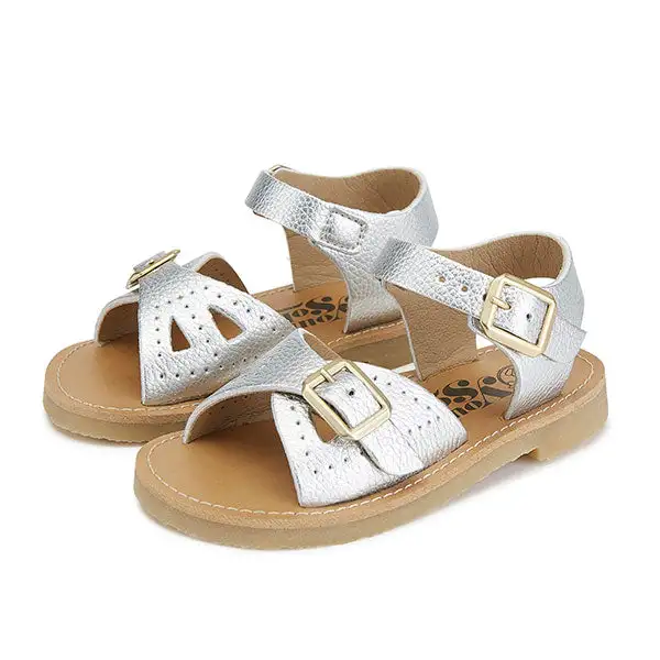 Pearl Vegan Kids Sandal Silver Synthetic Leather