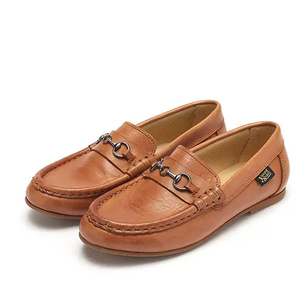 Ricki Kids Snaffle Loafer Tan Burnished Leather