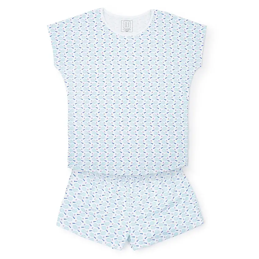 Riley Women's Pima Cotton Pajama Short Set - Tennis Match Pink
