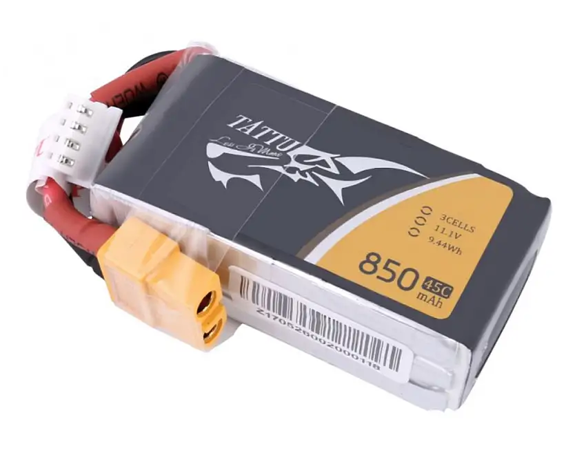 Tattu 850mAh 11.1V 45C 3S1P Lipo with XT60