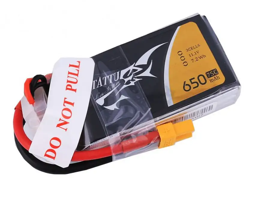Tattu 3S1P 75C 11.1V 650mAh Lipo with XT30