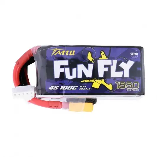 Tattu FunFly 1550mAh 100C 14.8V 4S1P Lipo Pack with XT60