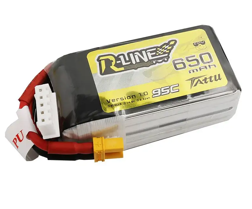 Tattu R-Line 650mAh 14.8V 95C 4S1P Lipo Battery Pack With XT30 Plug