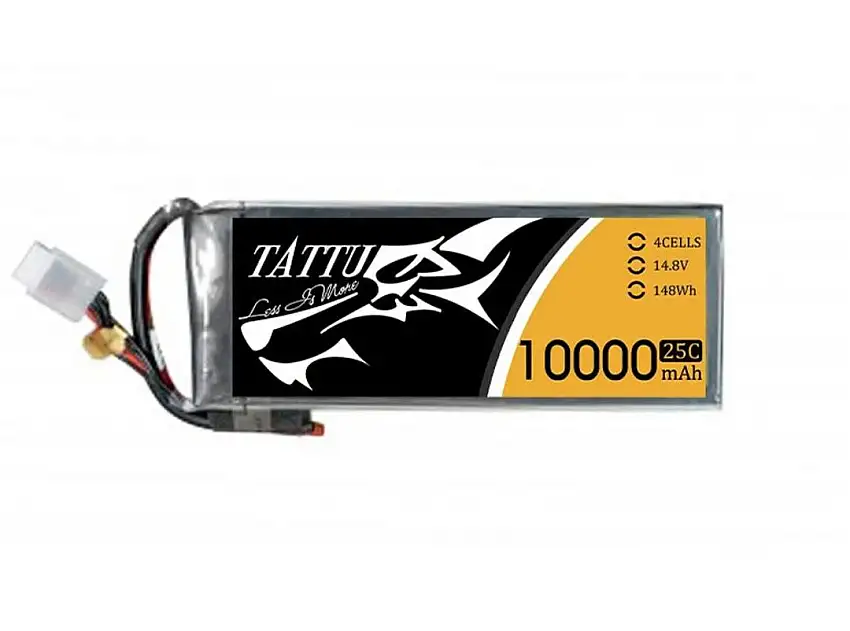 Tattu 14.8V 25C 4S 10000mAh Lipo Battery Pack Without Plug