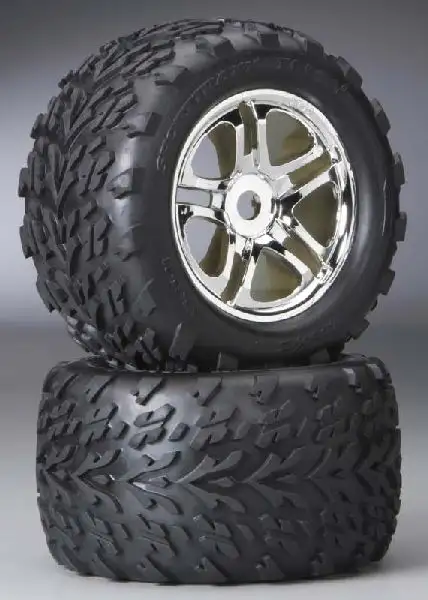 Traxxas 5174R ss 38in Chrome Wheels-Talon Tires