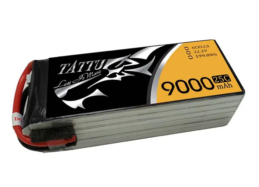 Tattu 9000mAh 22.2V 6S1P 25C Lipo Battery Pack With No Plug