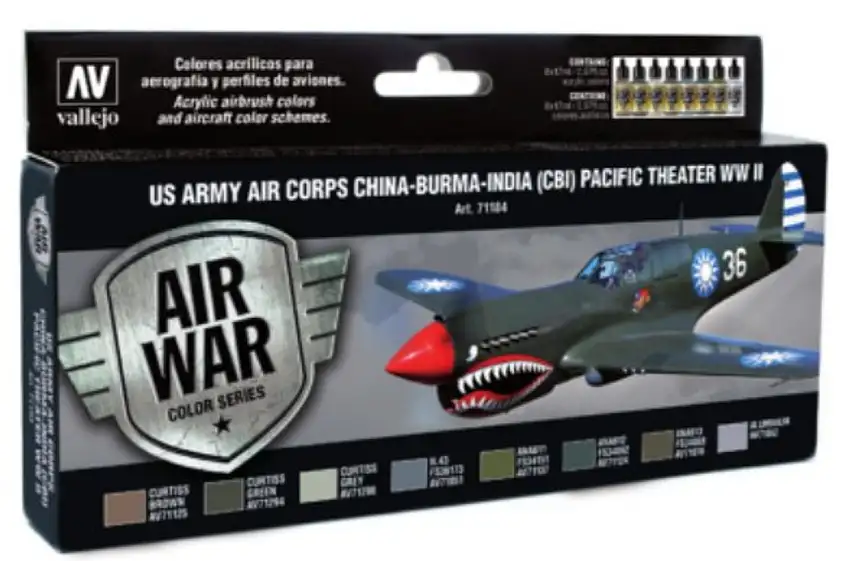 US Army Air Corps China-Burma-India Pacific Theater WWII Model Air Paint Set (8 Colors) Vallejo Paint