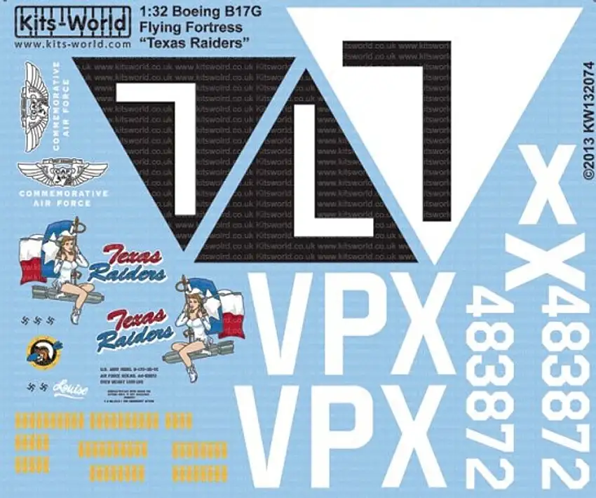 B17G Texas Raiders 1/32 Warbird Decals