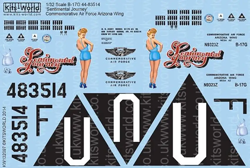 B17G Sentimental Journey CAF Arizona Wing Mesa 1/32 Warbird Decals