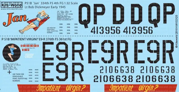 Warbird Decals 132125 1/32 P51D/B Jan, Impatient Virgin