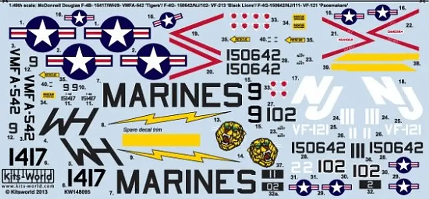 McDonnell F-4B/G Tigers, Phantom II Black Lions & Pacemakers 1/32 Warbird Decals