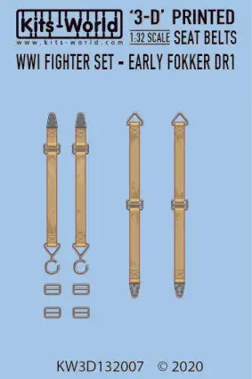 Warbird Decals 3132007 1/32 3D Color Seatbelts WWI Early Fokker DR1 Fighters
