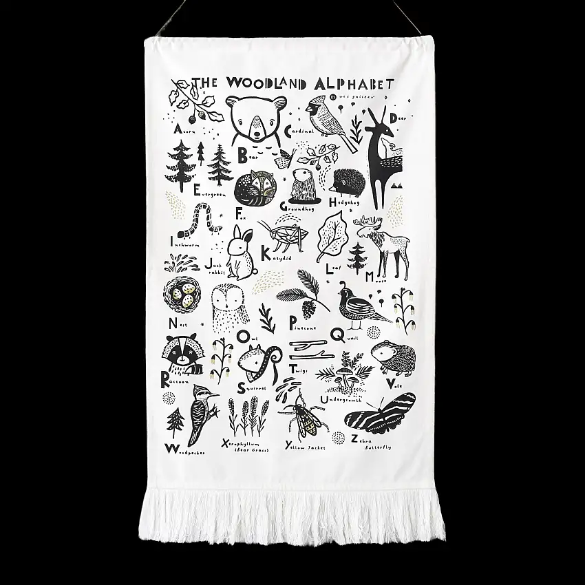 Woodland Alphabet Printed Tapestry