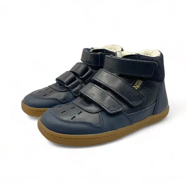Wilf Kids Velcro Wool-Lined Boot Navy Leather