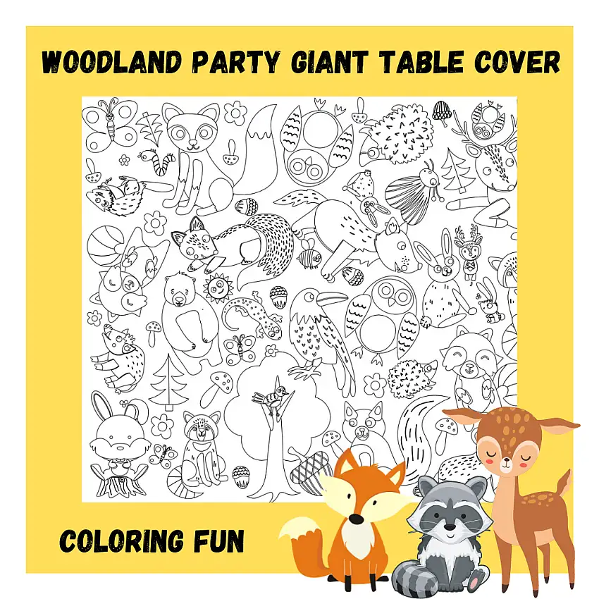 Woodland Theme Coloring Table Cover