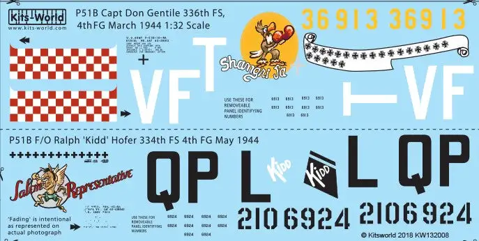 Warbird Decals 132008 1/32 P51B Shangri La, Salem Representative