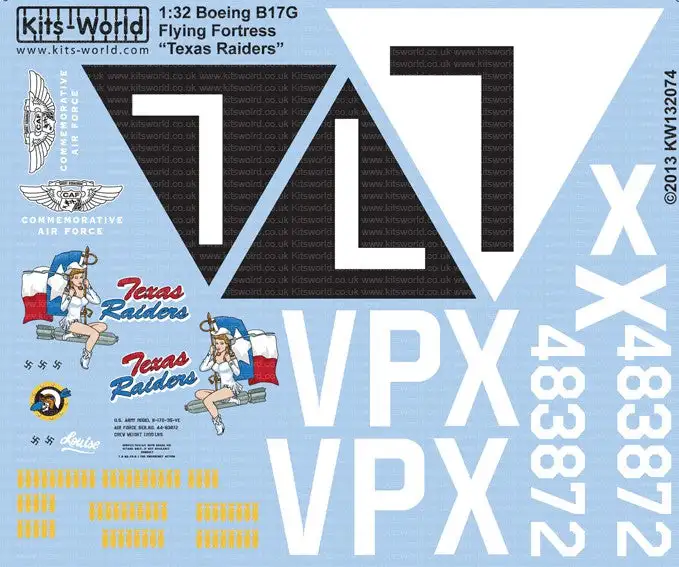 Warbird Decals 132074 1/32 B17G Texas Raiders