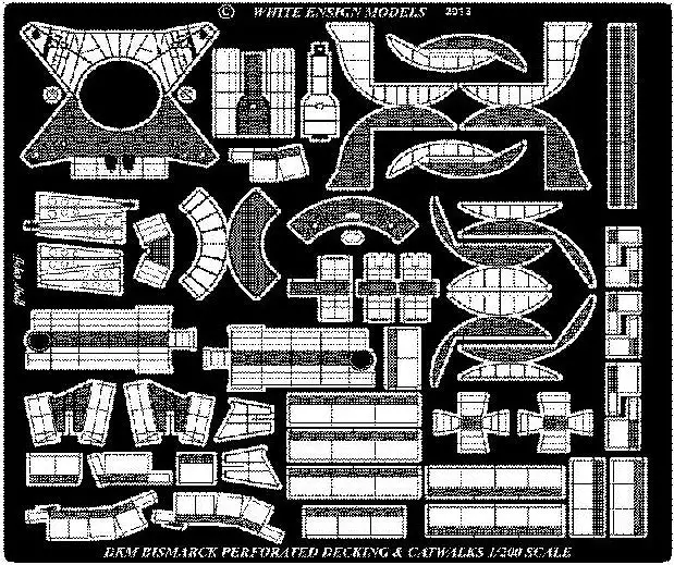 White Ensign Models 2018 1/200 Bismarck Perforated Decking & Catwalks for TSM