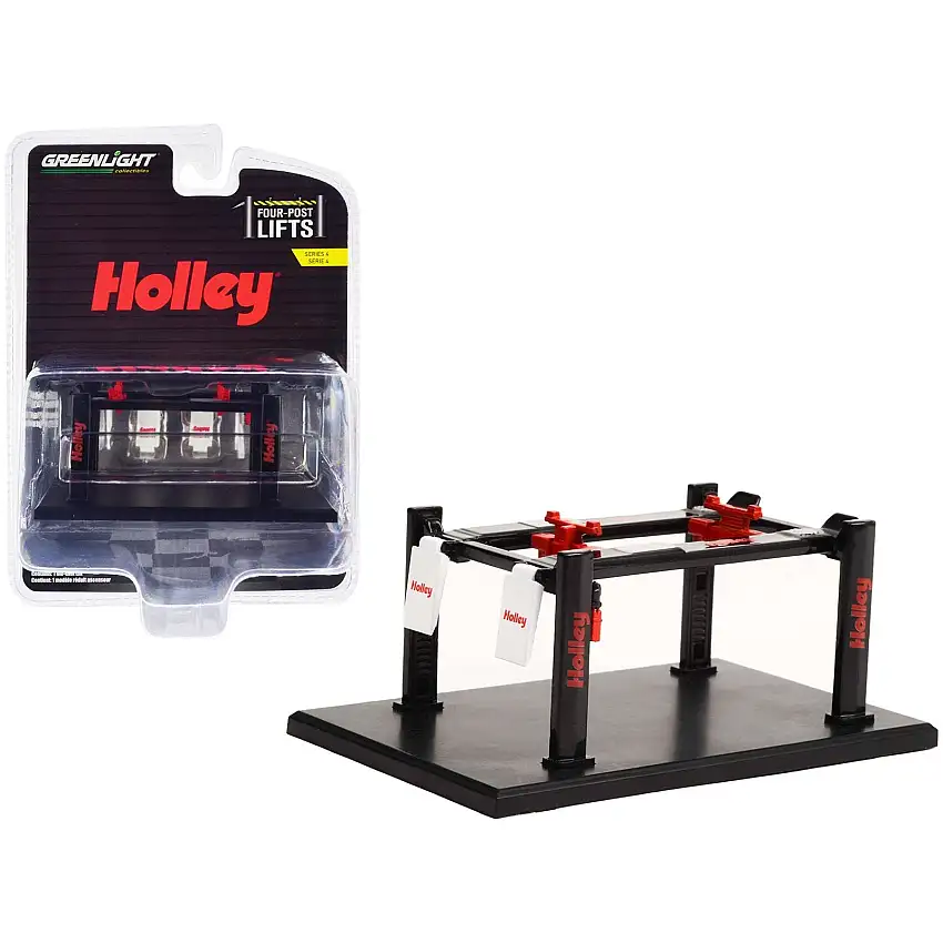 Adjustable Four-Post Lift "Holley" Black "Four-Post Lifts" Series 4 1/64 Diecast Model by Greenlight