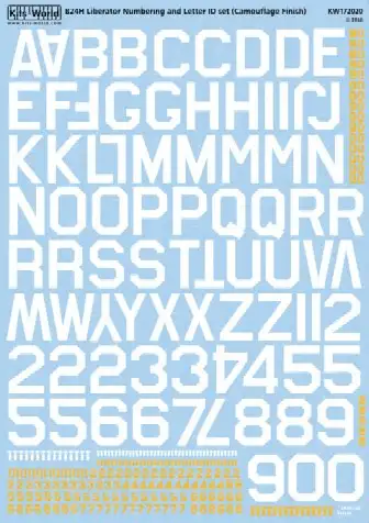 Warbird Decals Kits World 172020 1/72 B24 Sq. ID Lettering & Numbers for Camouflage Finish