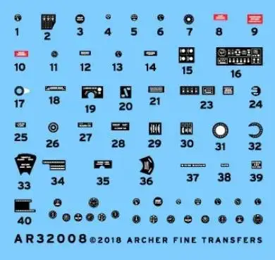 Archer Fine Transfers 32008 1/32 F4F3 Wildcat Instruments & Cockpit Placards for TSM