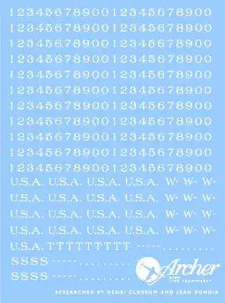Archer Fine Transfers 35025W 1/35 US Vehicle Registration Codes Early RR Front Type (White)