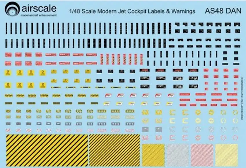 Modern Jet Cockpit Dataplate & Warning Labels (Decal) 1/48 Airscale