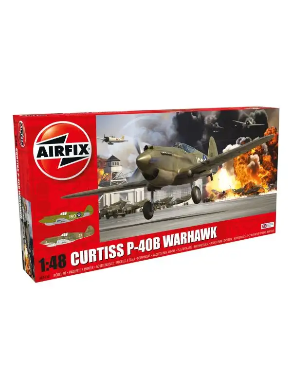 Airfix A05130 Curtiss P-40B Warhawk 1/48 Scale Plastic Model Kit Open Box