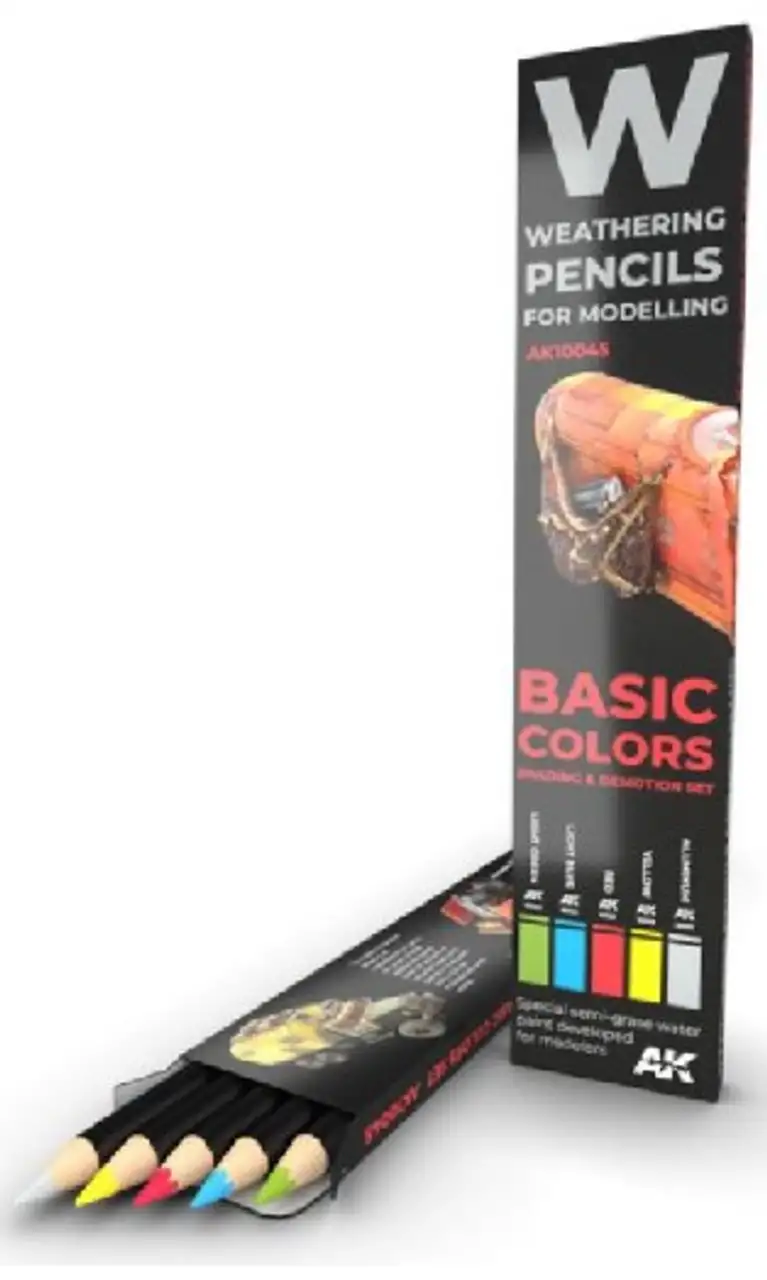 Weathering Pencils: Basic Colors Shading & Demotion Set (5 Colors) AK Interactive