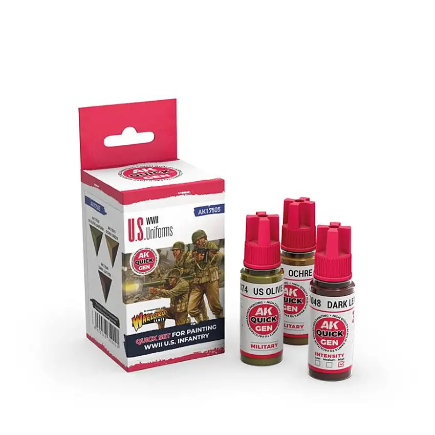 Quick Gen: US WWII Uniforms Acrylic Paint (3 Colors) 18ml Bottles AK Interactive