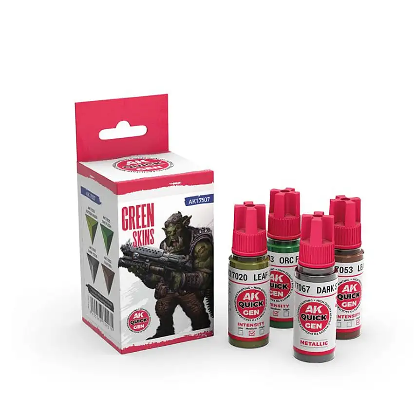 Quick Gen: Green Skins Acrylic Paint (4 Colors) 18ml Bottles AK Interactive