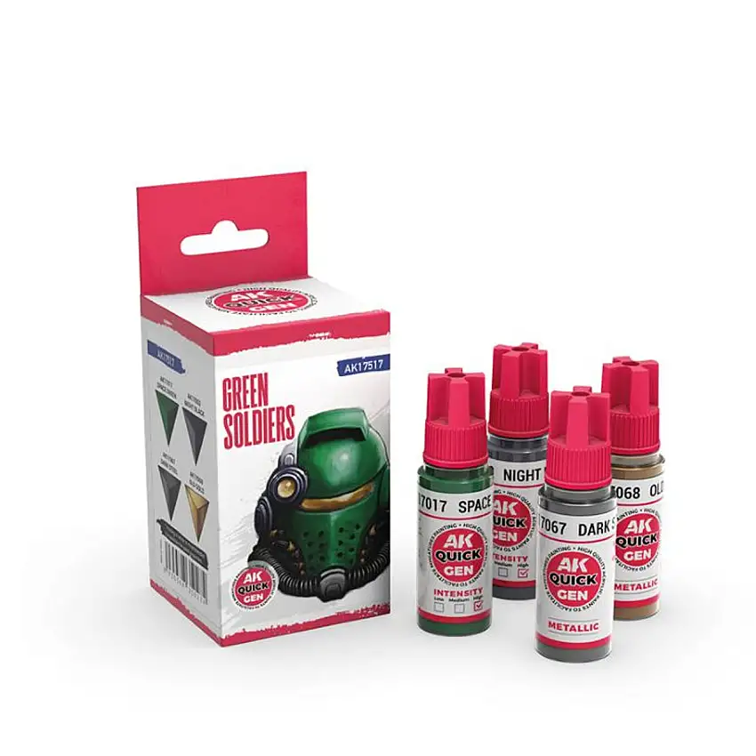 Quick Gen: Green Soldiers Acrylic Paint (4 Colors) 18ml Bottles AK Interactive