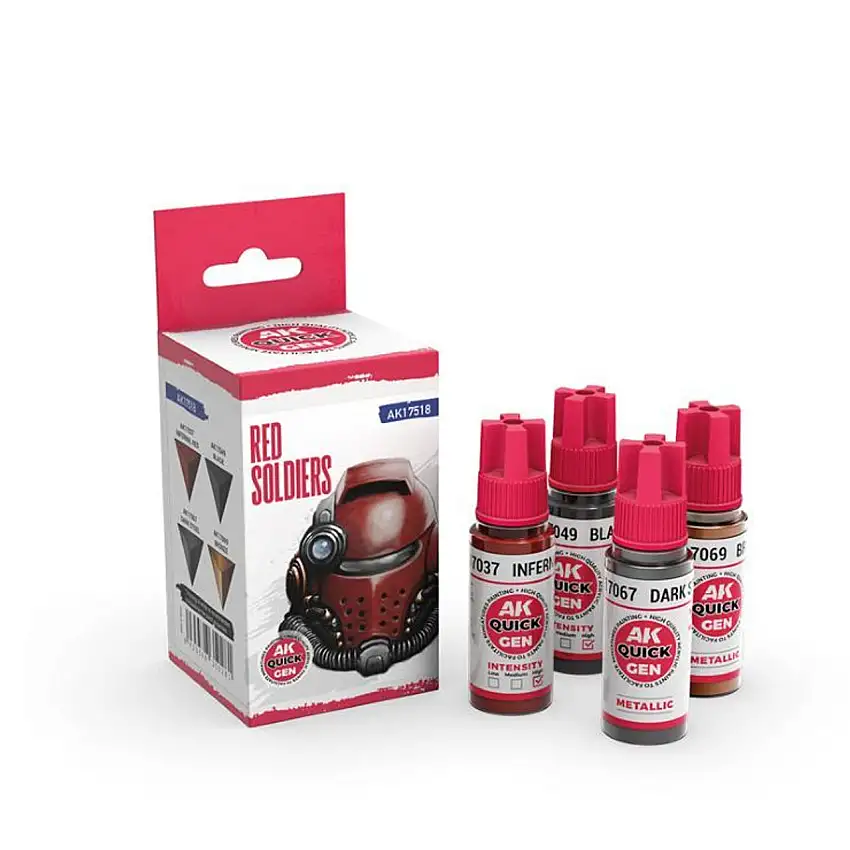 Quick Gen: Red Soldiers Acrylic Paint (4 Colors) 18ml Bottles AK Interactive