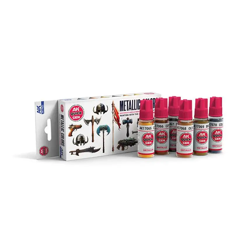 Quick Gen: Metallics Acrylic Paint Set (6 Colors) 18ml Bottles AK Interactive