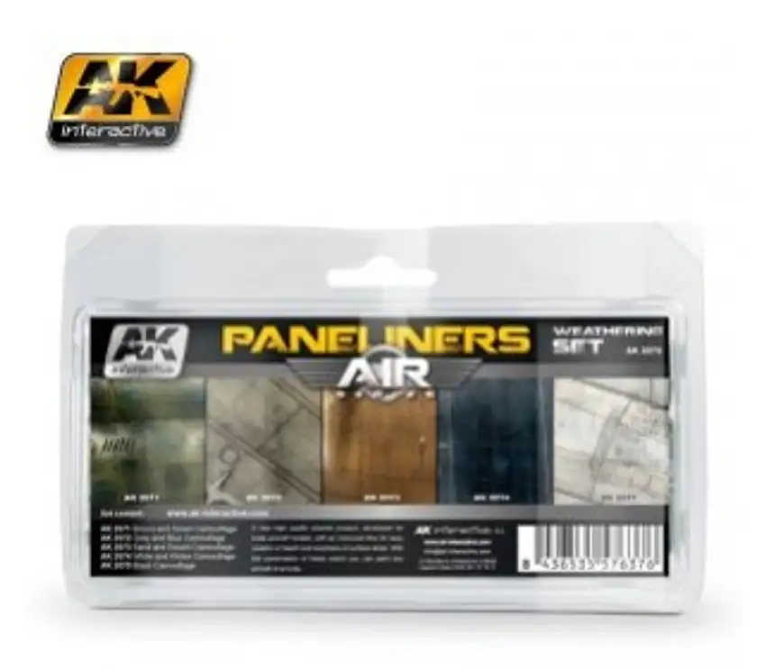 Air Series: Panel Liners Weathering Combo Enamel Paint Set (5 Colors) 35ml Bottle AK Interactive