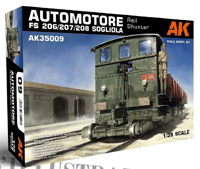 Automotore FS 206/207/208 Sogliola Rail Shunter Locomotive w/Track Section & Figure (Plastic Kit) 1/35 AK Interactive