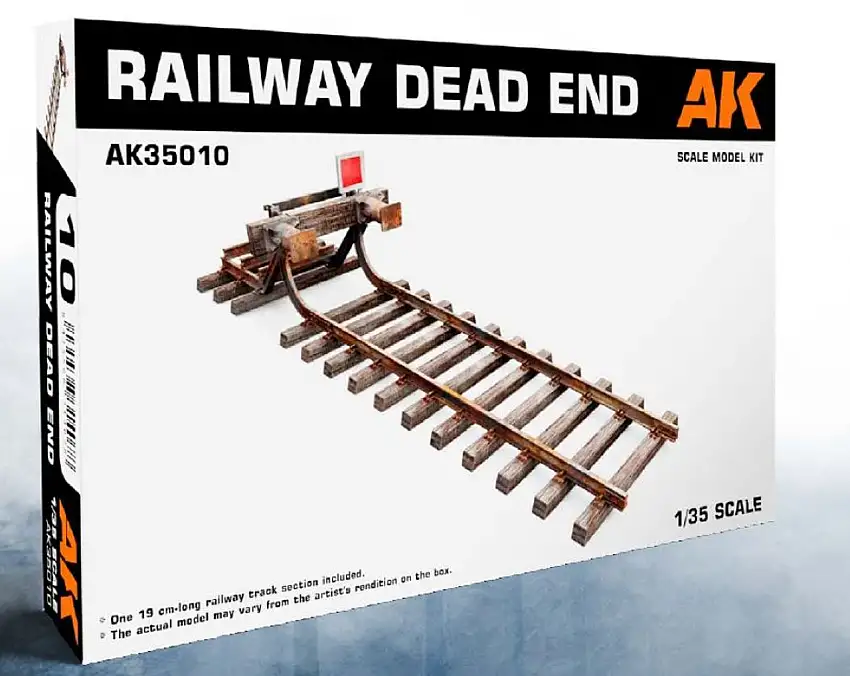 Railway Dead End 7.5" Long Track Section w/Buffer Stop (Plastic Kit) 1/35 AK Interactive