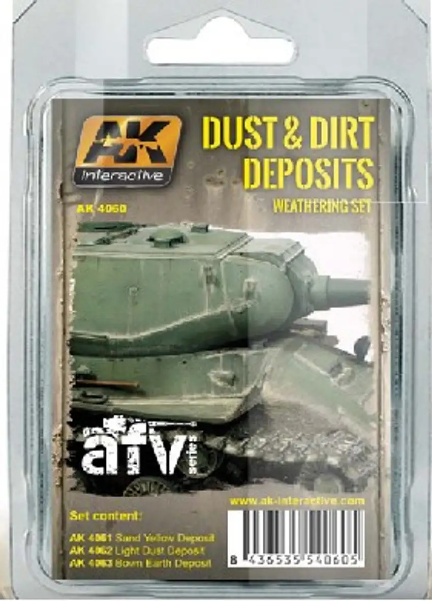 Dust & Dirt Deposits Weathering Enamel Paint Set (3 Colors) 35ml Bottles AK Interactive