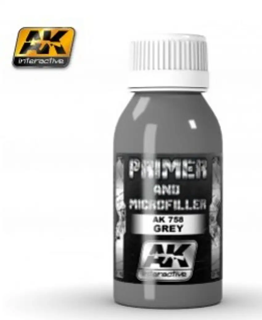 Grey Primer & Microfiller 100ml Bottle AK Interactive