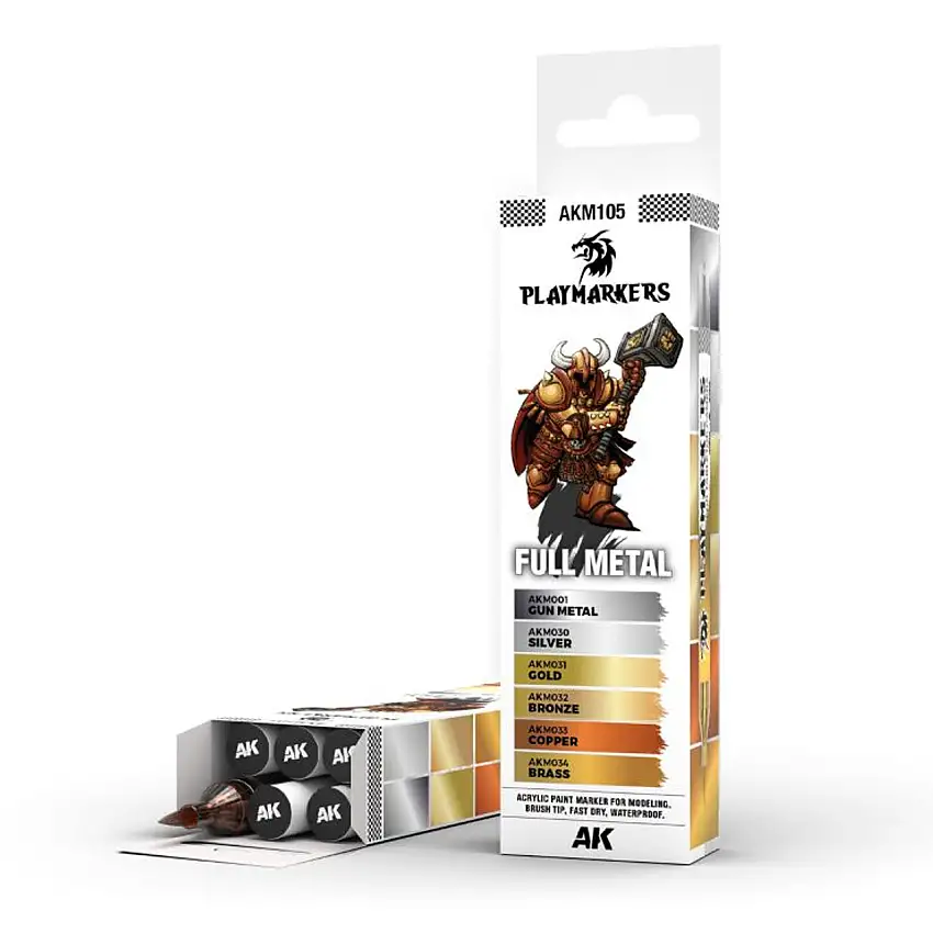 Playmarkers: Full Metal Acrylic Gamers Paint Set (6 Colors) AK Interactive