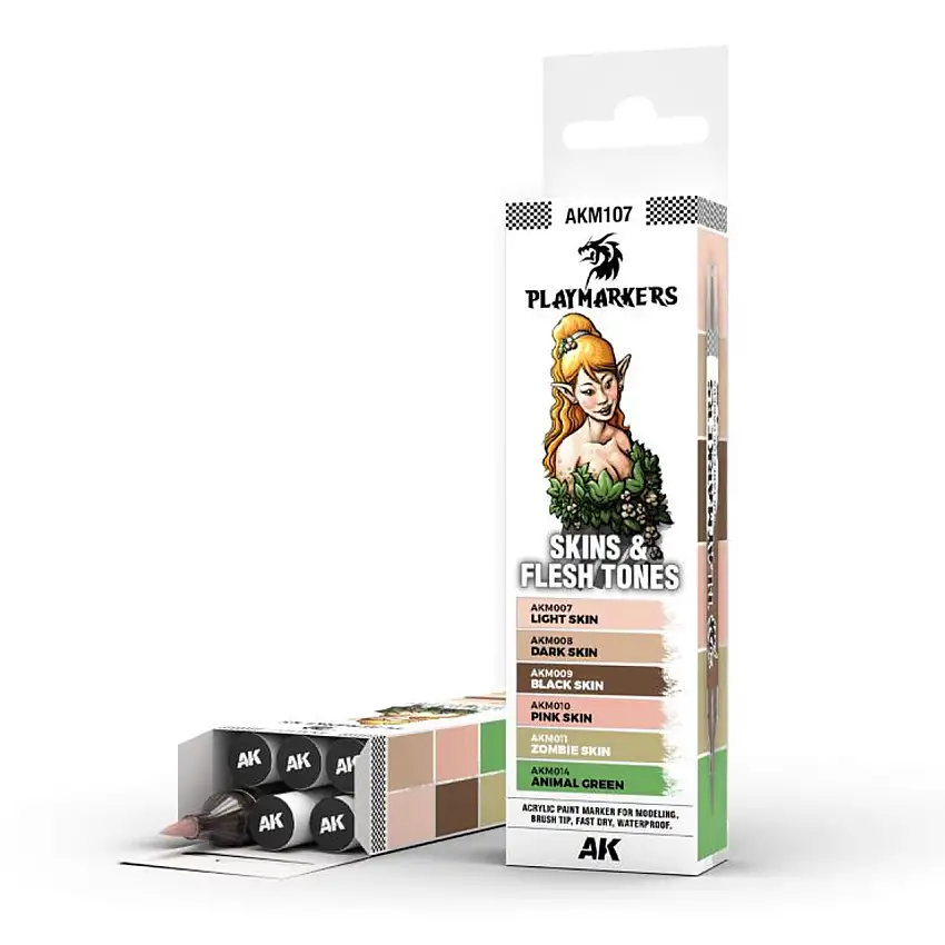 Playmarkers: Skins & Flesh Tones Acrylic Gamers Paint Set (6 Colors) AK Interactive