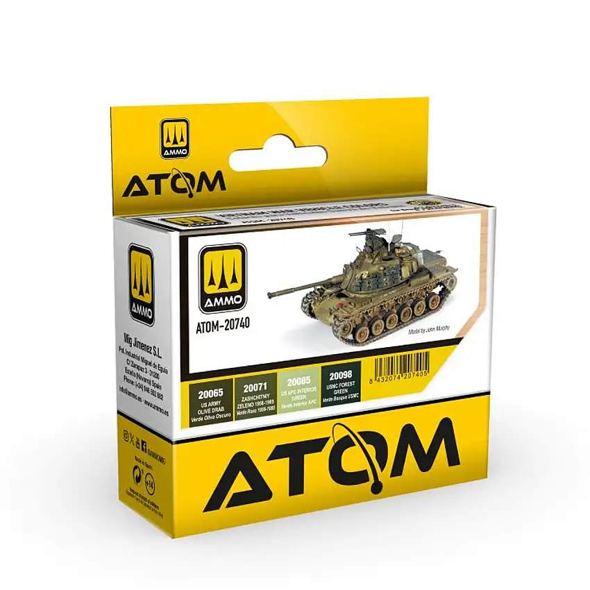 Atom: Vietnam War Vehicle Acrylic Paint Set (4 Colors) 20ml Bottles AMMO by Mig Jimenez