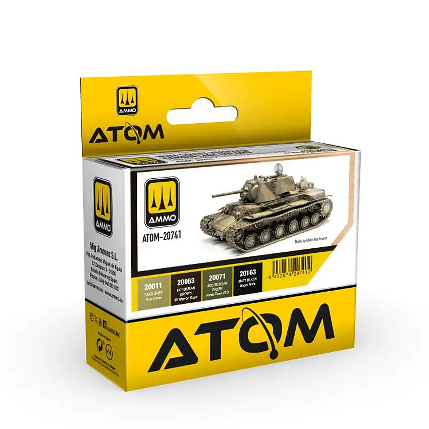 Atom: WWII Soviet Vehicles Camouflage Acrylic Paint Set (4 Colors) 20ml Bottles AMMO by Mig Jimenez